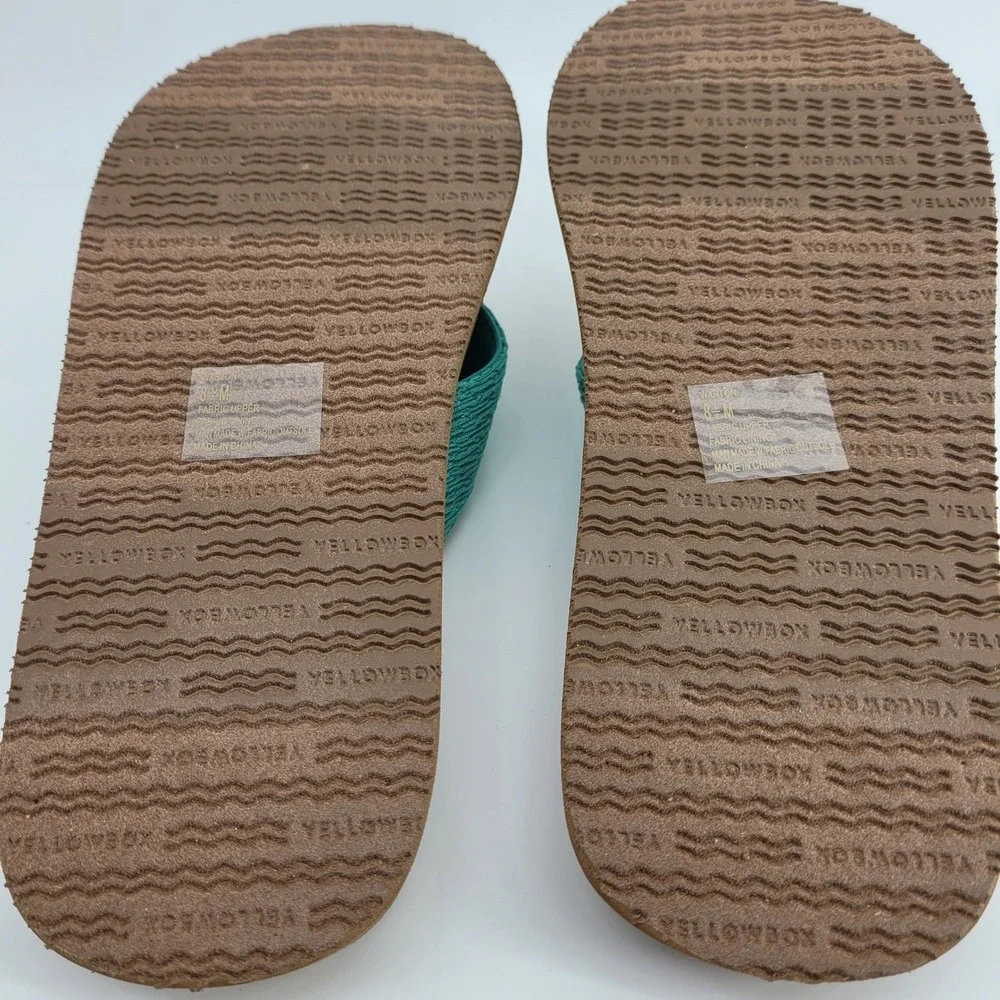 Yellow Box Warton Turquoise Fabric Platform Flip Flop Sandals Womens 8.5 M NEW - Picture 6 of 10